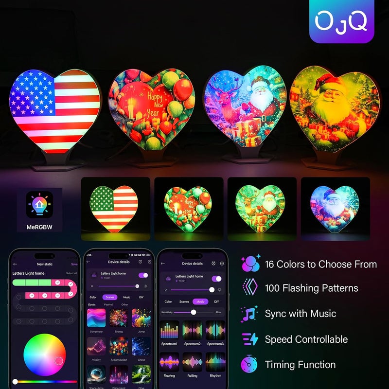 OJQ Light Up Letters LED Letter - Bedroom Lighted Colorful Alphabet Letter Music Sync Color Change - Christmas Birthday Gifts for Girl - Teen Girls Room Decor Gifts Party Home Wall Bedroom Decor - Image 2